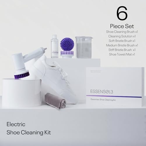 Electric Shoe Cleaning Kit, Rechargeable Shoe Cleaner Brush with 3 Heads & Solution for Sneakers