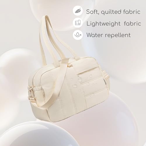 CAMTOP Gym Bag for Women with Yoga Mat Holder, Small Duffle Bag 16 Inches Personal Item Travel Bag with Muiti-Pockets Lightweight Carry on Water Resistant, Beige