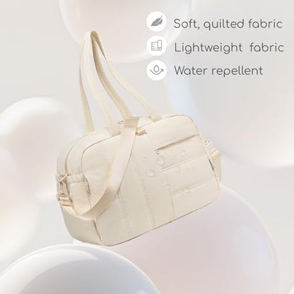 CAMTOP Gym Bag for Women with Yoga Mat Holder, Small Duffle Bag 16 Inches Personal Item Travel Bag with Muiti-Pockets Lightweight Carry on Water Resistant, Beige