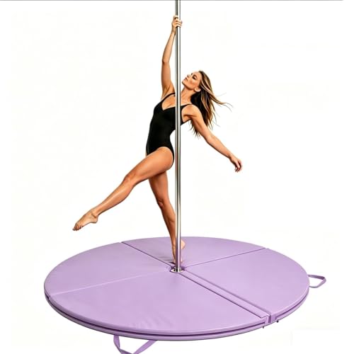 Foldable Pole Crash Mat, Pole Dance Mat, Anti-Collision Cushioned PU Leather Mat for Yoga, Gymnastics, Pole Dancing Light-Purple 4" Tx4.9'W