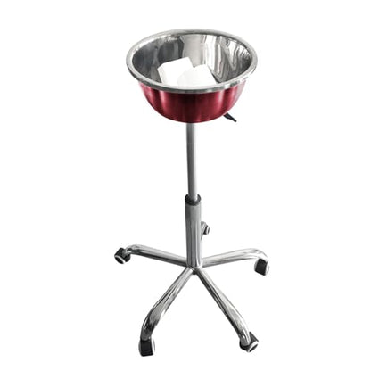 Portable Gym Chalk Stand with Stainless Steel Bowl Freestanding Gym Chalk Holder Bucket with Heavy Duty Rolling Wheels for Gymnastics Weight Lifting Climbing Accessories,Red