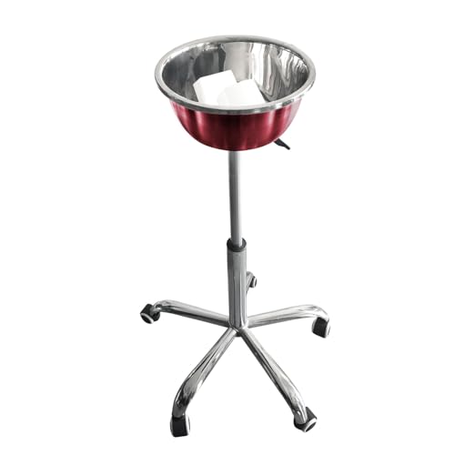 Portable Gym Chalk Stand with Stainless Steel Bowl Freestanding Gym Chalk Holder Bucket with Heavy Duty Rolling Wheels for Gymnastics Weight Lifting Climbing Accessories,Red