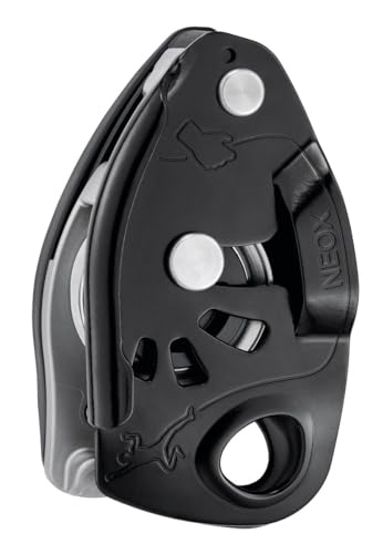 PETZL NEOX Rock Climbing Belay Device | With Cam-Assisted Blocking - color: Black