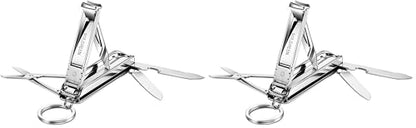 Portable Nail Clippers,Medical Grade Stainless Steel Foldable Nail Cutter with Leather Case, Ultra Slim Travel Design Mr-1099sl (Pack of 2) - size: 1 Count (Pack of 2)