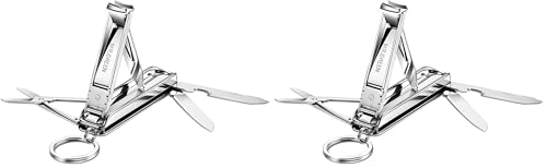 Portable Nail Clippers,Medical Grade Stainless Steel Foldable Nail Cutter with Leather Case, Ultra Slim Travel Design Mr-1099sl (Pack of 2) - size: 1 Count (Pack of 2)