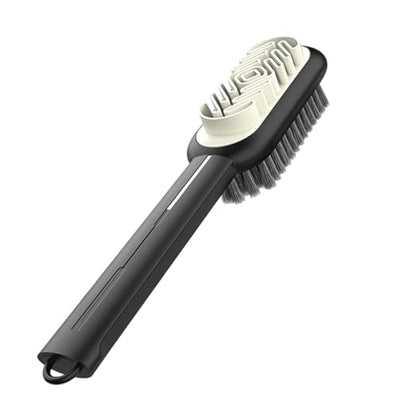 2-in-1 Suede Brush & Eraser for Shoes – Black | Rubber Brush With Soft Plastic Bristles; Cleans Suede, Nubuck & Delicate Leather; Built-In Eraser Block - color: Black