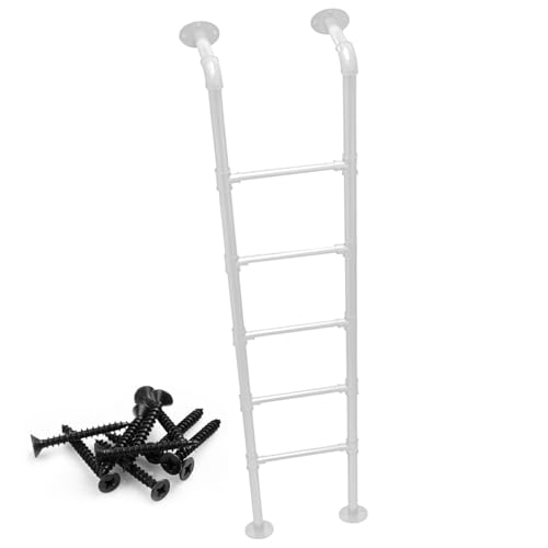 Wall Mounted Metal Step Ladder for Home Loft, White Wrought Iron Basement Window Well Egress Ladder Strong Bunk Bed Climbing Ladders with Kit, 100-300cm(190cm/75in) - size: 190cm/75in