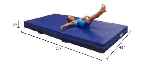Team Sports Gymnastics 8" Skill Training Mat, 4'x8'x8" Non-Folding with Blue Vinyl