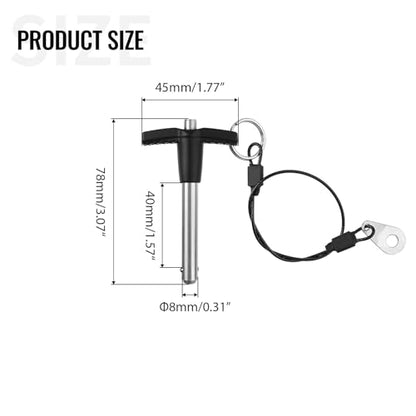 T Handle Quick Release Pin 5/16 Inch Diameter ,Stainless Steel Ball Locking Pin with Push Button Lanyard Cable Usable Length 1.57"(8*40mm) - size: 8mm-40mm