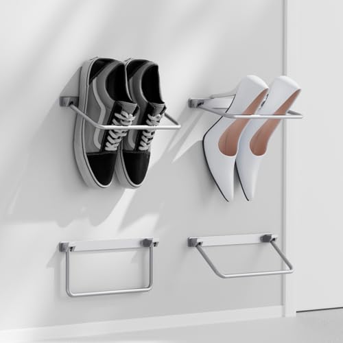 i frmmy Foldable Wall-Mounted Shoe Rack- Aluminum Hanging Shoe Organizer, Efficient Holder and Storage Rack for Various Shoes, Door Shoe Hangers- 4 Packs - style: 4 pack