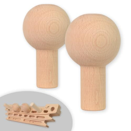 Ball Grips for FingerPeg 1.0 - One Pair of Spherical Climbing Grips for Pegboard - Wooden Sphere Bars Φ76 mm - FingerPeg 1.0 Expansion Grips for Training the Pinch Grip
