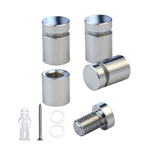 Pack of 4, Aluminum Standoff Screws, Wall Sign Standoff Mounting Hardware Advertising Glass Standoff for Acrylic Picture Frame (Polished Chrome Electroplated, 1/2" x 1/2") - color: Polished Chrome Electroplated, size: 1/2" x 1/2"