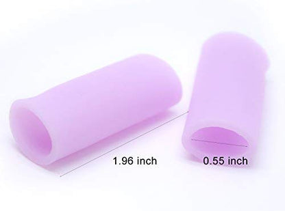 Povihome Finger Cots Protectors - Moisturizing Thumb and Finger Covers - Thickend Version - Elastic Cracked Silicone Finger Sleeves to Protect Cracked, Peel Finger and Other Finger Pain (Lavender, 10PCS) - color: Lavender, size: Medium (10PCS)