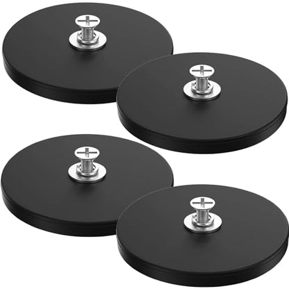 MAGXCENE 4Pack Rubber Coated Mounting Magnets, 120LBS Bolt on Magnets with M4 Threaded Studs and Nuts, Strong Flag Neodymium Magnet Mount Base with Rubber Coating Non-Slip, Anti-Scratch - size: 3.46x0.33in M4-4pack