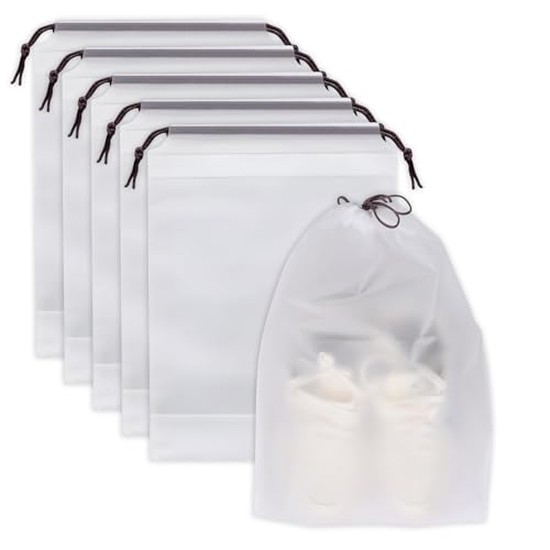 Shoe Bags for Travel, 15.7" x 11.8" Travel Shoe Bags for Packing, Large Waterproof Portable Travel Shoe Storage Bags Travel Essentials Women for and Men (5, White) - color: White