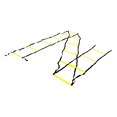 banapoy Agility Ladder, 14 Rung Fixed Distance 7M Speed Ladder, PP Material Training Equipment with Angle Marks and Lightweight Non Slip Design for Soccer Football Fitness Coaches Athletes - color: Yellow