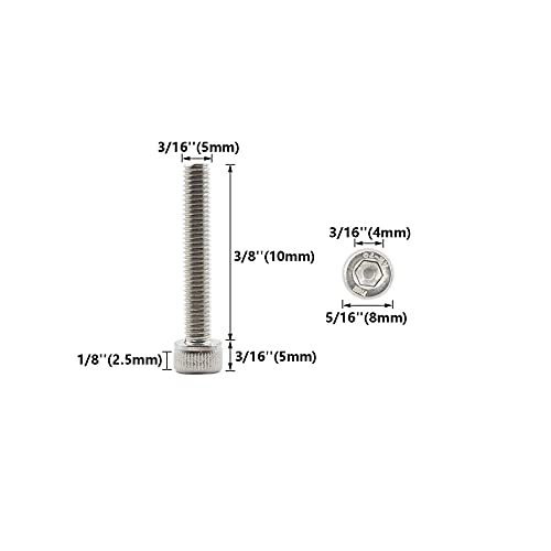 20 PCS Socket Head Cap Screws, TTZEZE 304 Stainless Steel Metric Machine Bolts Hex Socket Screw, Socket Drive Bright Finish Full Machine Threads for Shelf Chair Desk Install Repair (M5x10mm) - color: M5, size: 10mm