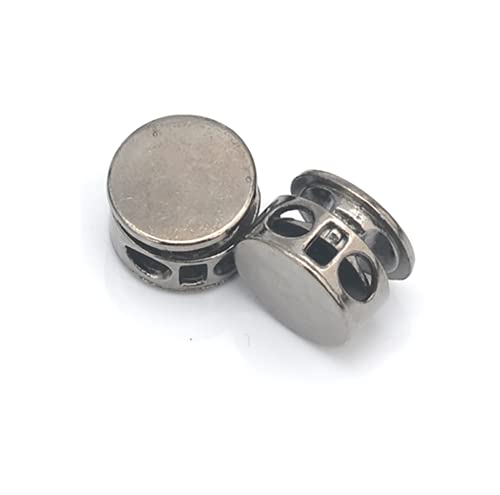 DIY 30pcs/lot Round Metal Alloy Stoppers Toggle Cord Locks Drawstring Two Hole Nickle/Black/Satin (Black Nickel) - color: Black Nickel