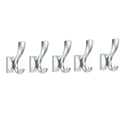 Wall Mounted Coat Rack 5 Pack Coat Hooks Home Simple Wall Hooks Metal Coat Hooks Heavy Duty Wall Hooks for Hanging Coats Scarves Bags Hats Storage Benches (Color : Gold) (Silver)