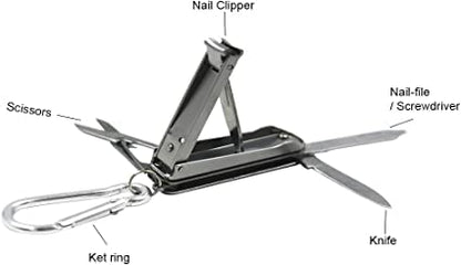 5in1 Multi Tool Nail Clippers,Nose Hair Scissors,Nail Files,Multi Purpose Pocket Knife,Screwdriver,Key Chain for Mini Multi Nail Clippers,Travel,Fishing,Hiking,Camping