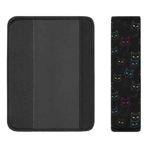2PCS Cute Cartoon Cat Black Seat Belt Cover Breathable Automotive Seat Belt Protector for Adult Use, Most Cars, Pressure Relief - color: Pattern 5