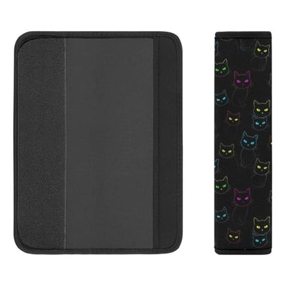 2PCS Cute Cartoon Cat Black Seat Belt Cover Breathable Automotive Seat Belt Protector for Adult Use, Most Cars, Pressure Relief - color: Pattern 5