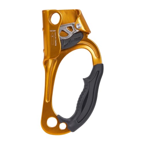 Hand Ascender, Rock Climbing Tree Arborist Rappelling Gear Equipment Rope Ascender Rope Clamp for 10~13MM Rope - color: Right Hand-Orange