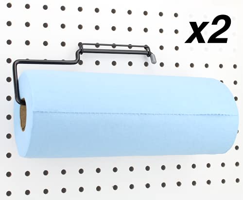 RightArrange Pegboard Paper Towel Holder, 2-Pack – Steel, Black - Hooks to Any Peg Board - Pegboard Organization Accessory for Tool Shed, Garage, Workbench, Kitchen, Laundry or Craft Room - color: Black, size: 2-Pack