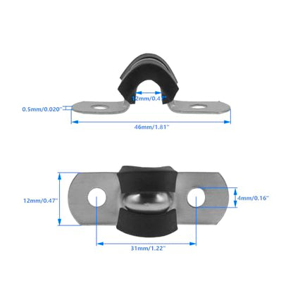 Rubber U Clamps,Two Hole U-Tube Strap Clamp Set,SAFYY EPDM Rubber Cushioned Insulated Clamp Rubber Lined Mounting U Brackets,U Shaped Pipe Tube Wire Clamps Clips Conduit Clamps (M12|1/2",40PCS) - size: M12|1/2",40PCS