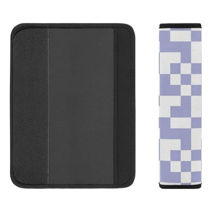 Universal Soft and Comfortable Car Seat Straps Shoulder Pads for Girls and Boys, Most Cars, 1 Pair Checkered Plaid Lavender Purple Harness Pads Strap Comfortable Driving - color: Pattern 45