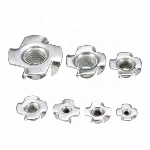 T-Nuts 50/100Pcs M3 M4 M5 M6 M8 M10 M12 Four Claws Nut Speaker T-nut Blind Pronged Insert Tee Nut Four-Point Impact Nuts for Wood, Rock Climbing Holds(M8 (100pcs)) - size: M8 (100pcs)