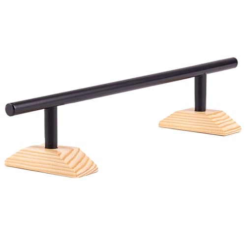 Professional Fingerboard Rail - Durable Aluminum Alloy Material,Finely Polished One-Piece Molding,Equipped with Non-Slip Mat and Stable Textured Wooden Base,Black,Round Rail