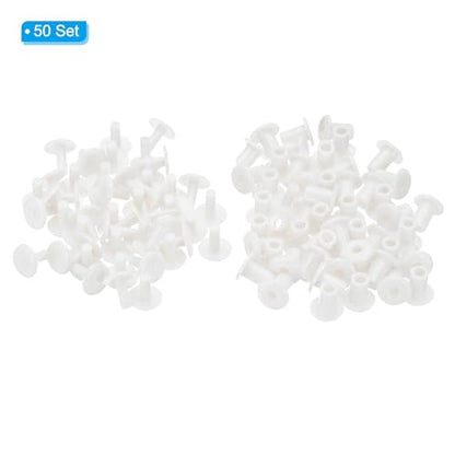 PATIKIL M5x8mm Plastic Binding Post, 50 Sets Plastic Chicago Screws Binding Screw Rivet Post Press-on Buckle for Leather Scrapbook Photo Albums, White - color: White, size: M5x8mm