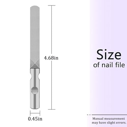 LNAUJS 3 Pack Round Tip Stainless Steel Nail File, 4.76 inches (12.1 cm) Length, 0.43 inches (1.1 cm) Width, 2 Different Grit Surfaces for Various Occasions.