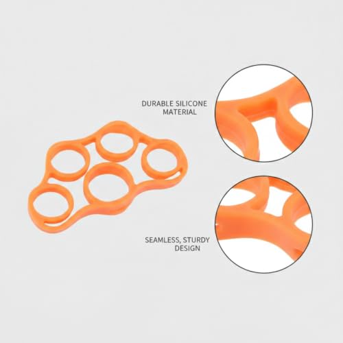 Hand Strengthener Silicone Finger Resistance Band for Grip Training and Extension Exercises - color: Orange