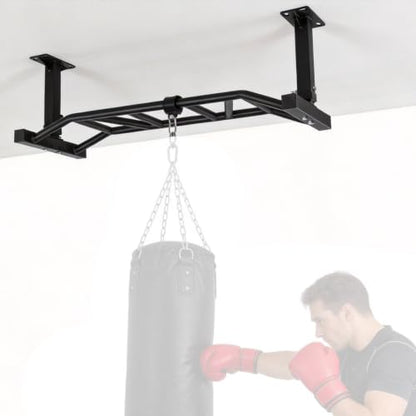 47 Inch Ceiling Mount Pull Up Bar Adjustable Height&Supports To 600 Lbs Heavy Duty Multi-Grip Chin Up Bar for Home Gym Workout Strength Training Equipment