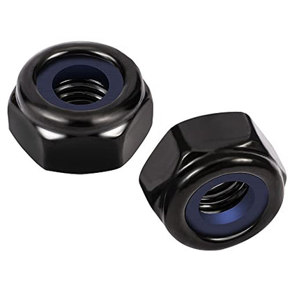 1/4-20 Nylon Insert Hex Lock Nuts Locknuts, 304 Stainless Steel 18-8, Black Oxide, 25 PCS - color: Black, size: 1/4-20