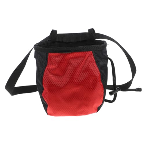 Kichvoe Climbing Chalk Bag Waist Pouch Non-Slip Large Capacity Powder Storage Bag for Outdoor Bouldering and Fitness Training with Drawstring Closure, Red Black