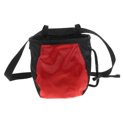 Kichvoe Climbing Chalk Bag Waist Pouch Non-Slip Large Capacity Powder Storage Bag for Outdoor Bouldering and Fitness Training with Drawstring Closure, Red Black