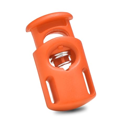 CooBigo 10 Pack Plastic Spring Cord Locks for Drawstring Paracord, Cord Stopper Toggle Clasps for Sweatpants Hoodie Gloves Hats String Clip Elastic Shoeslace String Lock Orange - color: 09-Orange 10pcs