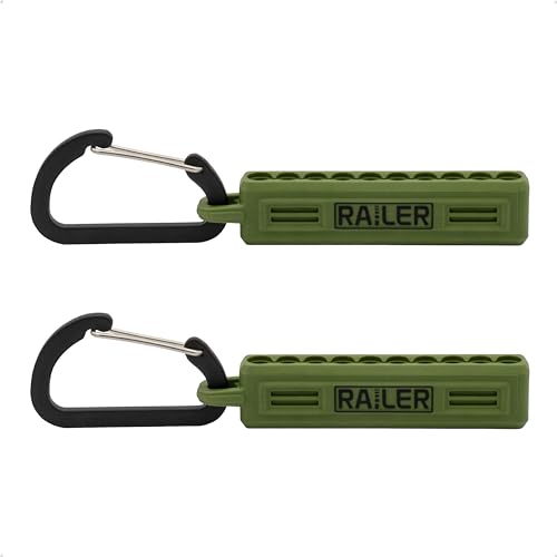 Screwdriver Bit Holder Storage Organizer – Railer 10-Hole Camo Green Bit Holder with Carabiner - 2 Pack - color: Camo Green