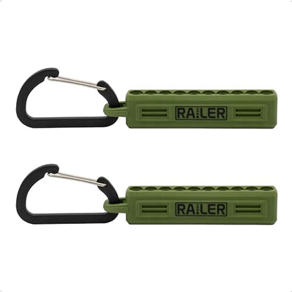 Screwdriver Bit Holder Storage Organizer – Railer 10-Hole Camo Green Bit Holder with Carabiner - 2 Pack - color: Camo Green