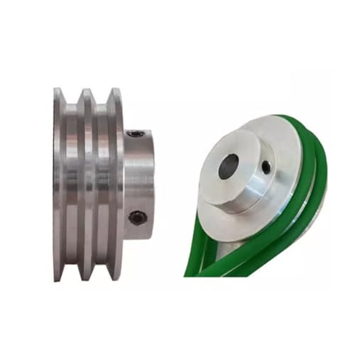 CHANCS Aluminum Alloy Double Groove Pulley 80mm OD 11mm Fixed Bore V-Shape Pulley Wheel for Motor Shaft Drive 6mm(1/4") PU Round Belt - size: 80x11mm, style: Double Groove Pulley
