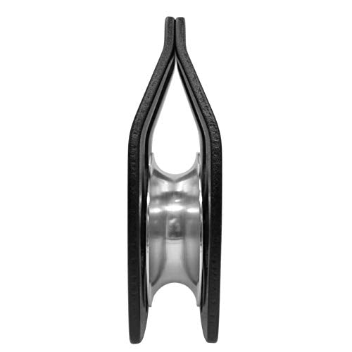 GM CLIMBING Large Rescue Pulley 32kN Single Sheave with Swing Plate CE UIAA Certified - color: Black | 2 Pack