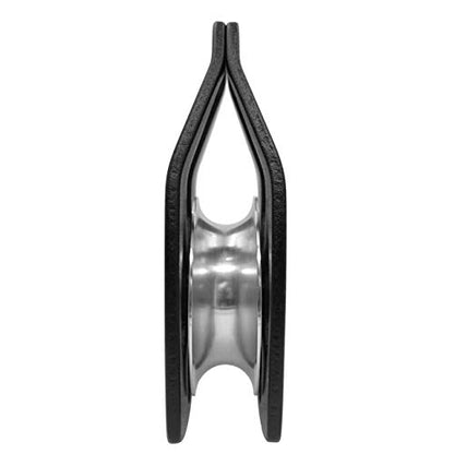 GM CLIMBING Large Rescue Pulley 32kN Single Sheave with Swing Plate CE UIAA Certified - color: Black | 2 Pack