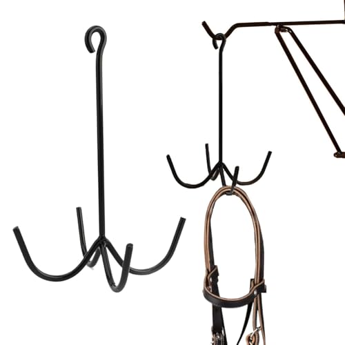 Tack Hooks for Barn 4 Prong Equestrian Gear Organizer Rack | 2 Pieces Tack Hangers for Workshop Garage Utility Room Stable Barn Trailer Stall Fence Rail