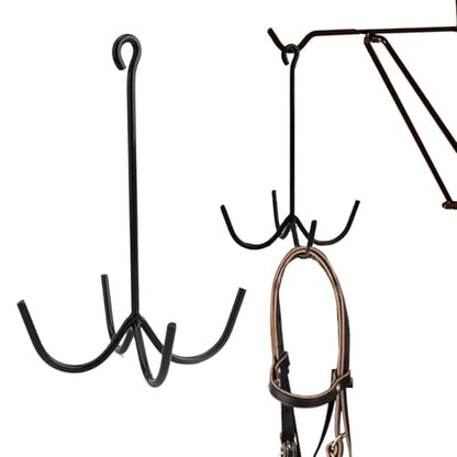 Tack Hooks for Barn 4 Prong Equestrian Gear Organizer Rack | 2 Pieces Tack Hangers for Workshop Garage Utility Room Stable Barn Trailer Stall Fence Rail