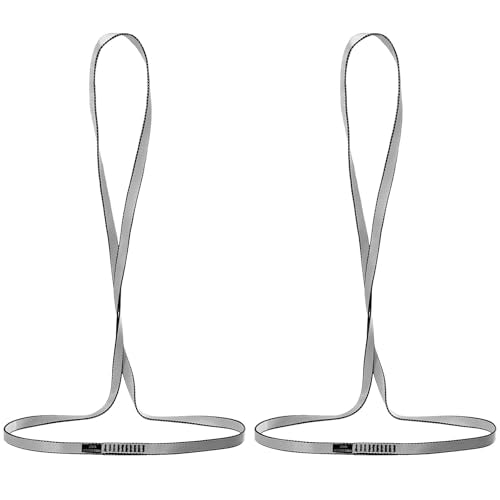 18mm Nylon Climbing Sling Runner 23KN-CE2008 EN566 Certified Webbing Straps | Climbing Sling for Rock Climbing, Rappelling, Arborist Tree Work, Hammock Rigging, Yoga Swing & Outdoor Safety Gear - color: Grey-2pcs, size: 120cm