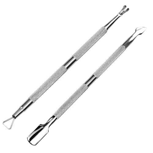 Professional Cuticle Pusher and Cutter, Cuticle Trimmer & Cuticle Remover, 2-Piece Manicure Tools Set for Fingernail and Toenail - size: 2 Piece Set
