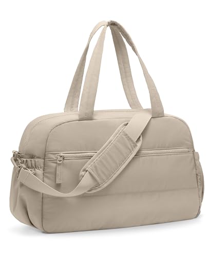 Gym Bag for Women, Travel Duffle Bags with Wet Pocket, Lightweight Carry on Bag Overnight Weekender Duffel Bag, Water Resistant (Khaki Ash) - color: Khaki Ash